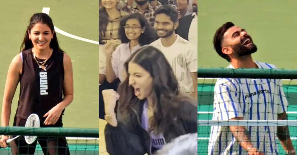 anushka-sharma-plays-badminton-with-virat-kohli,-gives-the-loudest-cheer-as-she-wins-against-his-team.-watch