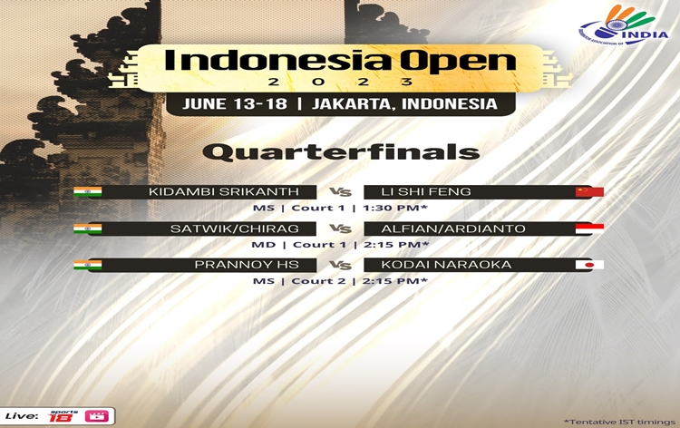 indonesia-open-badminton-tournament:-kidambi-srikanth-and-hs-prannoy-to-play-their-men’s-singles-quarterfinal-matches