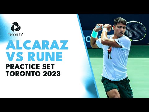 carlos-alcaraz-vs-holger-rune-entertaining-court-level-practice-set-|-toronto-2023