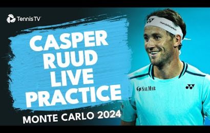 live:-casper-ruud-&-miomir-kecmanovic-practice-in-monte-carlo-2024