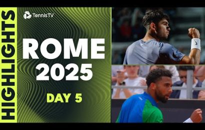 alcaraz-vs-djere,-zverev,-fils,-rune,-tsitsiaps-&-more-feature-|-rome-2025-highlights-day-5